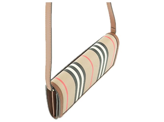 Burberry Borsa a tracolla a righe in pelle per donne Marrone - vista 5