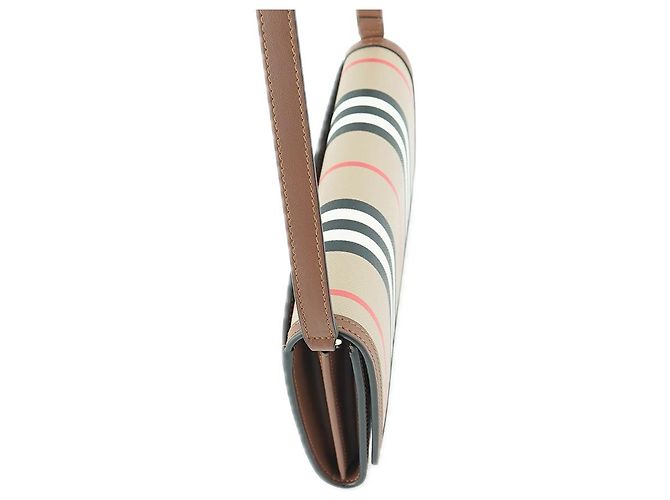 Burberry Borsa a tracolla a righe in pelle per donne Marrone - vista 6