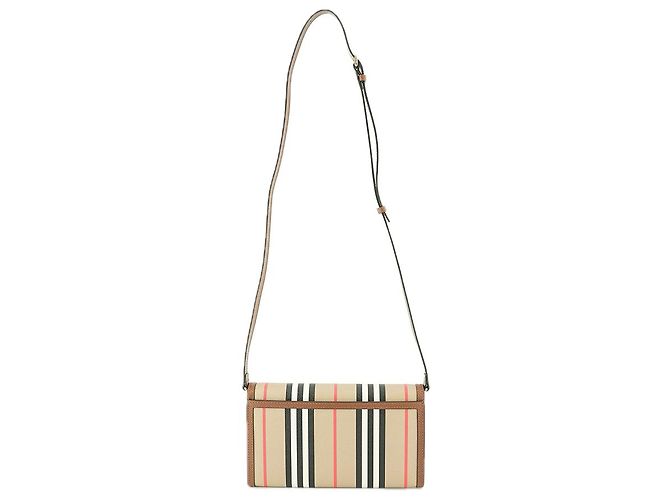 Burberry Borsa a tracolla a righe in pelle per donne Marrone - vista 7