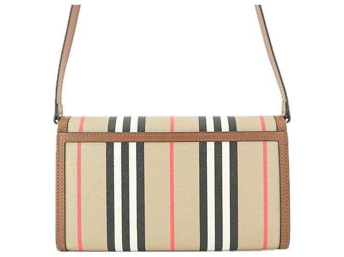 Burberry Borsa a tracolla a righe in pelle per donne Marrone - vista 8