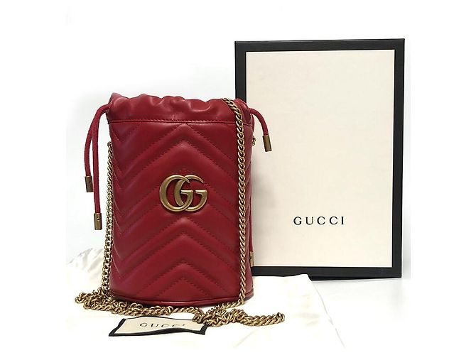 Gucci Mini borsa a secchiello Marmont GG rossa Rosso - vista 11