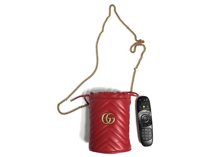 Gucci Mini borsa a secchiello Marmont GG rossa Rosso - vista 13