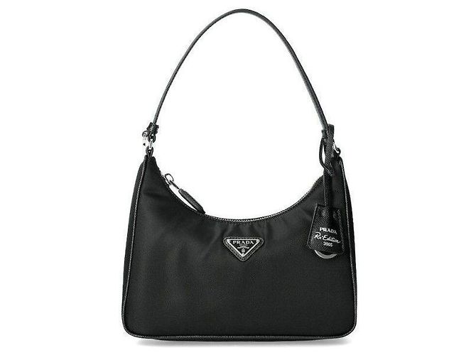 Prada Borsa hobo in Saffiano Re-Nylon Nero - vista 2