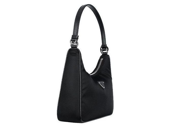 Prada Borsa hobo in Saffiano Re-Nylon Nero - vista 4