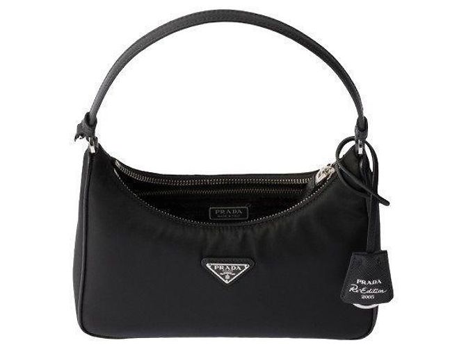 Prada Borsa hobo in Saffiano Re-Nylon Nero - vista 6