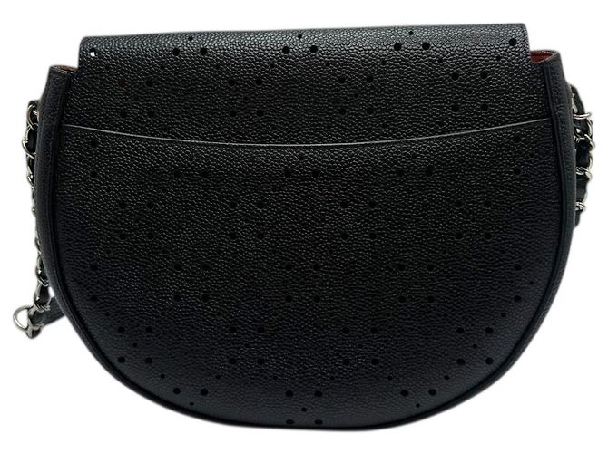 Chanel Borsa hobo crossbody perforata Caviar CC Lock Nera Nero - vista 4