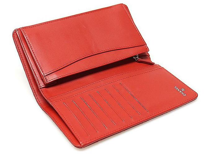 Chanel Portafoglio Lungo Classico in Argento con Caviale Rosso - vista 6