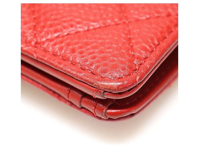 Chanel Portafoglio Lungo Classico in Argento con Caviale Rosso - vista 7