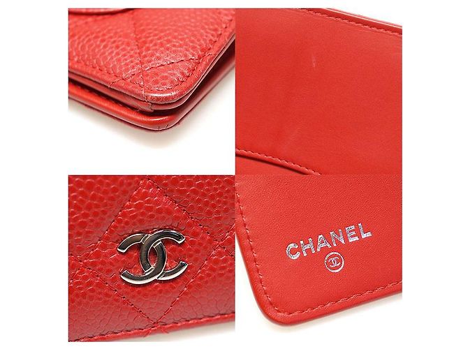 Chanel Portafoglio Lungo Classico in Argento con Caviale Rosso - vista 8