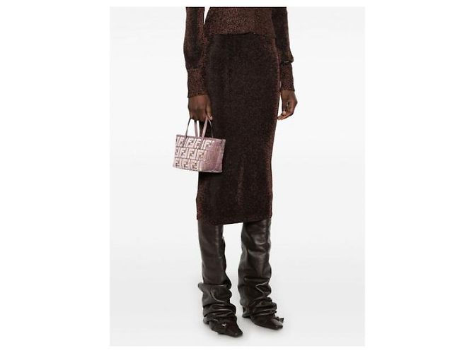 Fendi Mini borsa in jacquard di velluto Rosa - vista 6