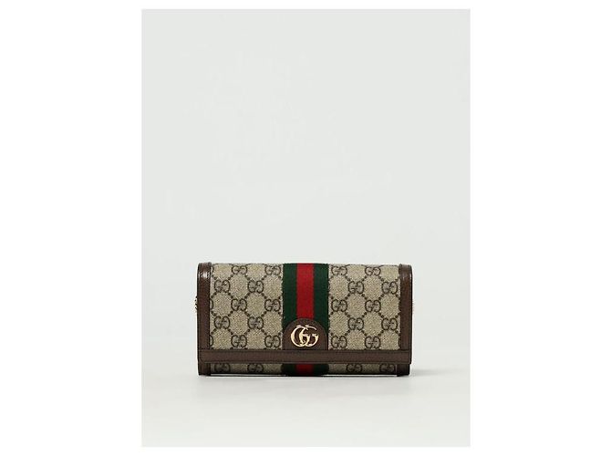 Gucci Portafoglio con catena Ophidia Marrone - vista 4