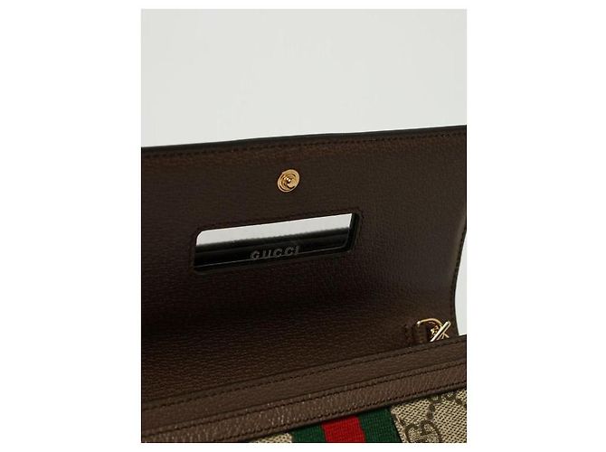 Gucci Portafoglio con catena Ophidia Marrone - vista 7