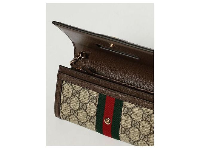 Gucci Portafoglio con catena Ophidia Marrone - vista 8