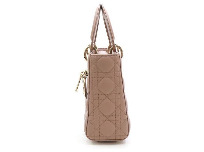 Lady Dior Piccola Cannage in Pelle di Agnello Rosa - vista 2