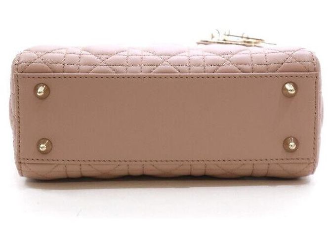 Lady Dior Piccola Cannage in Pelle di Agnello Rosa - vista 4