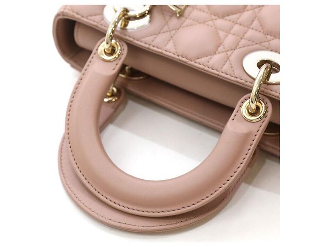 Lady Dior Piccola Cannage in Pelle di Agnello Rosa - vista 6