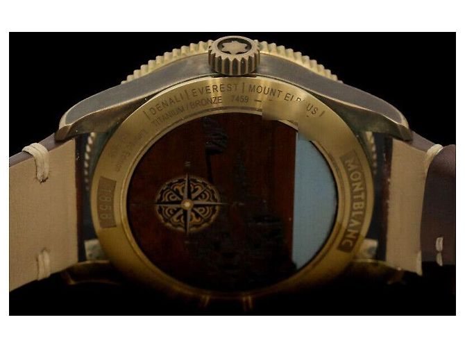 Montblanc Giosphere Edição Limitada Bronze Automático Pulseira de Couro Dourado - vista 4