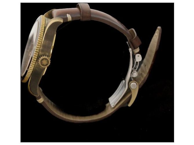 Montblanc Giosphere Edição Limitada Bronze Automático Pulseira de Couro Dourado - vista 5