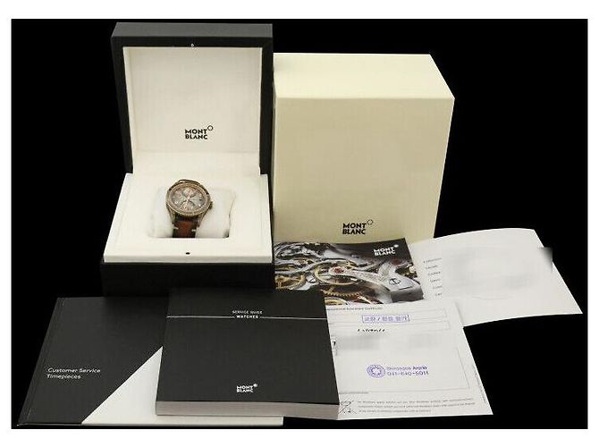 Montblanc Giosphere Edição Limitada Bronze Automático Pulseira de Couro Dourado - vista 8