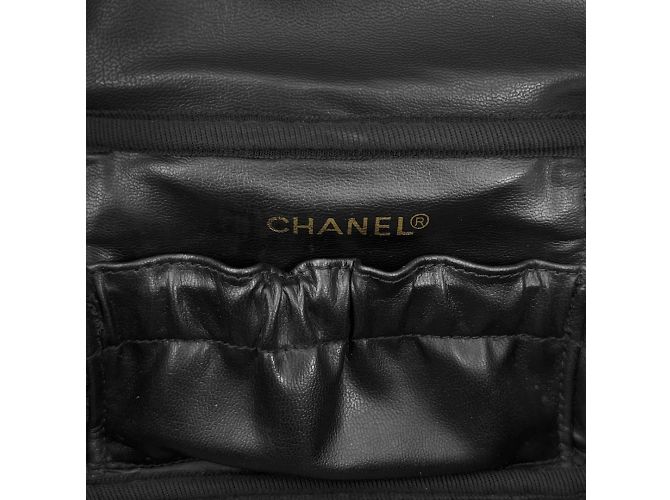 Chanel Pochette da trucco rotonda Vanity con logo CC per donne - Oro e Nero - vista 10