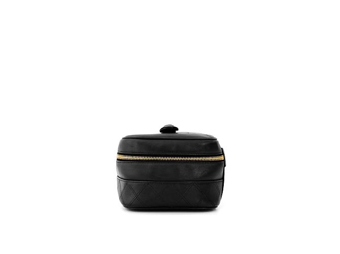 Chanel Pochette da trucco rotonda Vanity con logo CC per donne - Oro e Nero - vista 2