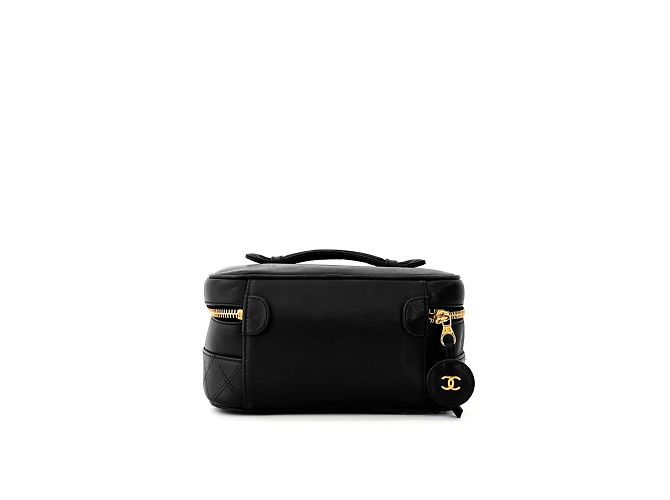 Chanel Pochette da trucco rotonda Vanity con logo CC per donne - Oro e Nero - vista 3