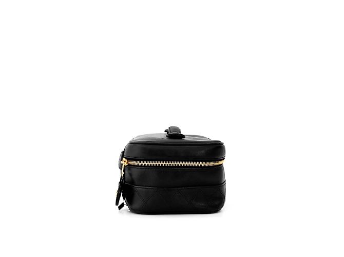 Chanel Pochette da trucco rotonda Vanity con logo CC per donne - Oro e Nero - vista 4