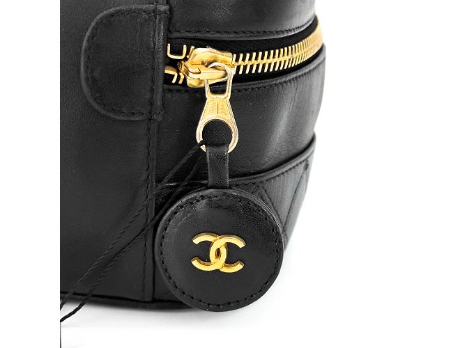 Chanel Pochette da trucco rotonda Vanity con logo CC per donne - Oro e Nero - vista 6