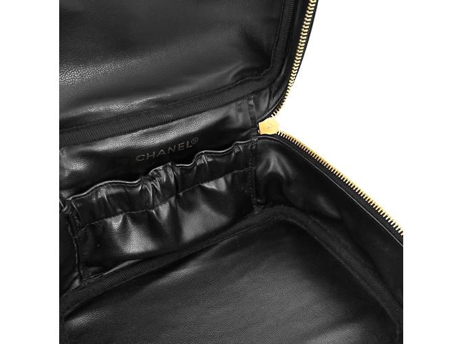 Chanel Pochette da trucco rotonda Vanity con logo CC per donne - Oro e Nero - vista 9