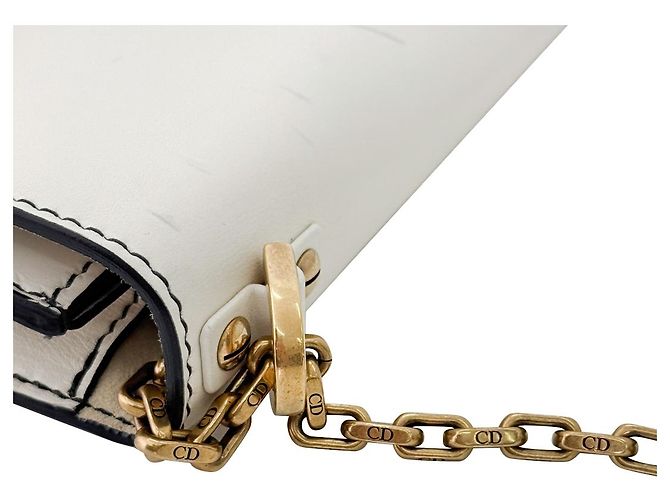 Dior Borsa a tracolla in pelle con patta e catena bianca Bianco - vista 11