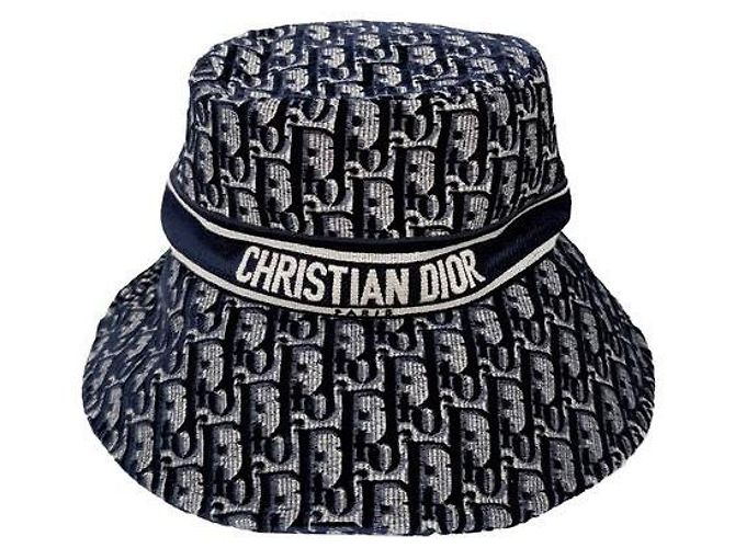 Dior Cappello bucket in ricamo obliquo blu navy - vista 2