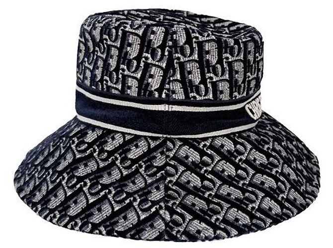 Dior Cappello bucket in ricamo obliquo blu navy - vista 5