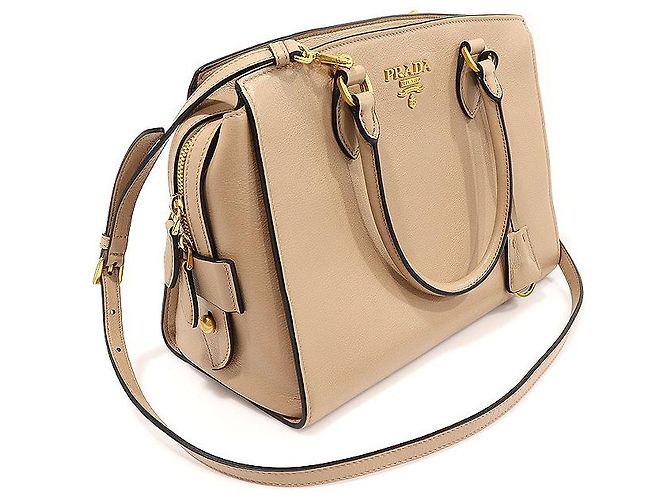 Double Prada Beige Grace Piel de Ternera Letra Dorada Dorado - vista 3