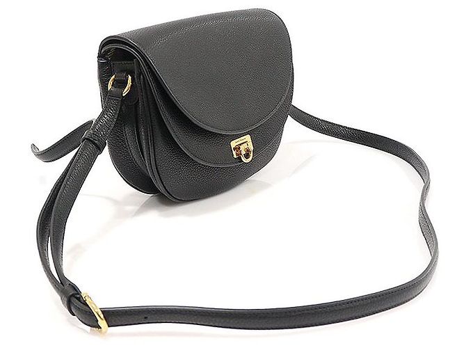 Salvatore Ferragamo Piccola borsa a tracolla in pelle di vitello nera con Gancini dorato Nero - vista 3