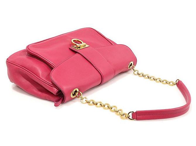 Salvatore Ferragamo Borsa a Spalla PAULA Gancini in Pelle Rosa - vista 3