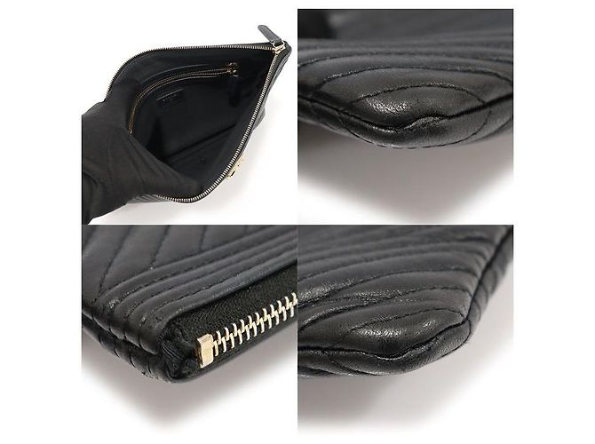 Boy Chanel Clutch New Medium Chevron in Agnello Nero con Dettagli in Oro - vista 6