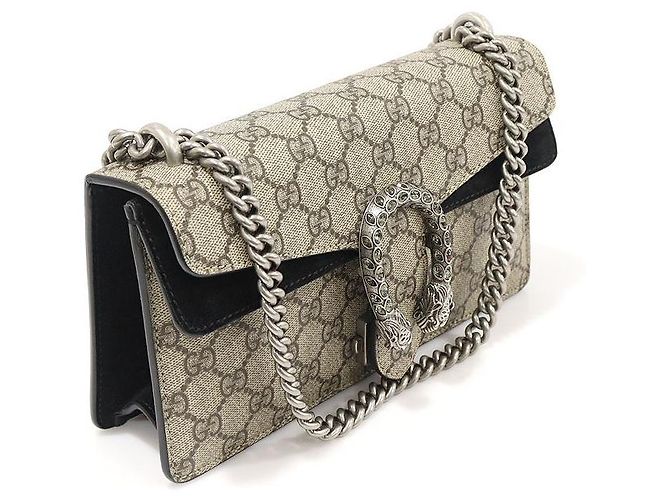 Gucci Borsa a spalla piccola Dionysus in tela GG Supreme con cristalli Marrone - vista 3