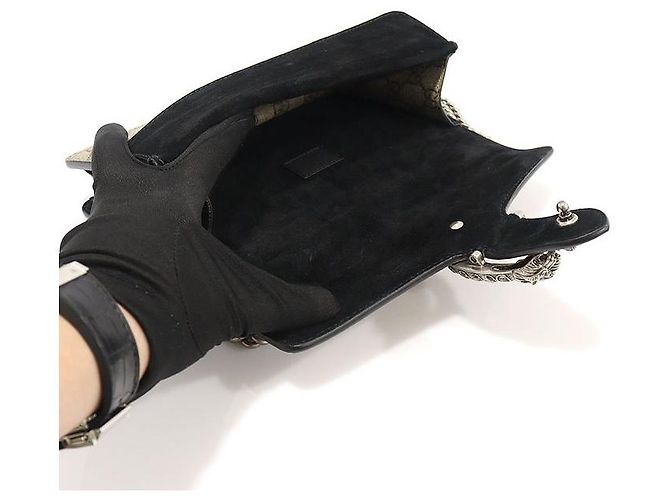 Gucci Borsa a spalla piccola Dionysus in tela GG Supreme con cristalli Marrone - vista 6