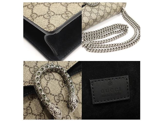 Gucci Borsa a spalla piccola Dionysus in tela GG Supreme con cristalli Marrone - vista 7