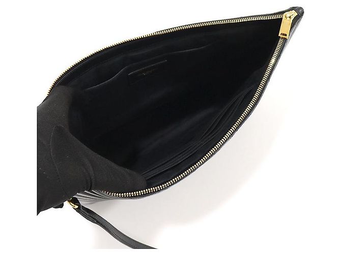 Saint Laurent Clutch porta documenti Monogram trapuntato nero con tracolla - vista 5