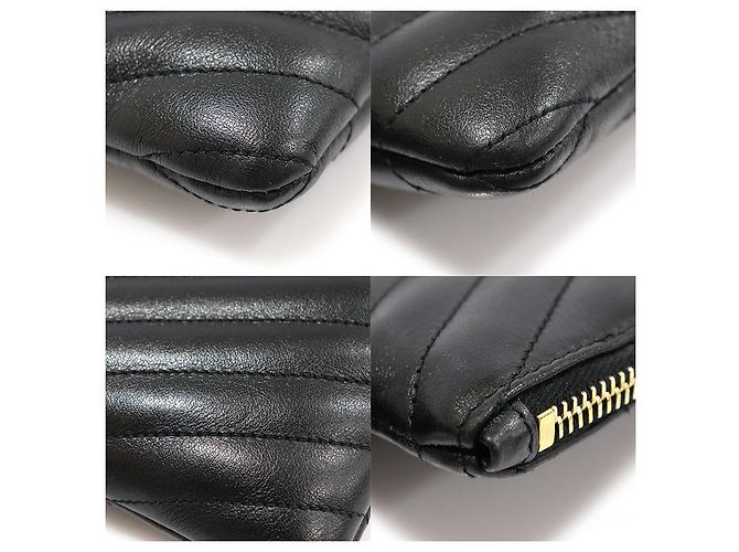 Saint Laurent Clutch porta documenti Monogram trapuntato nero con tracolla - vista 6
