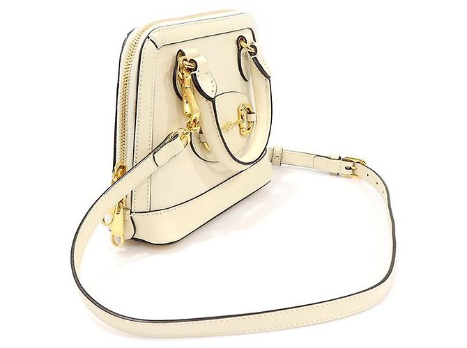 Gucci Mini-Handtasche aus weißem Leder mit Pferdebit - Ansicht 3