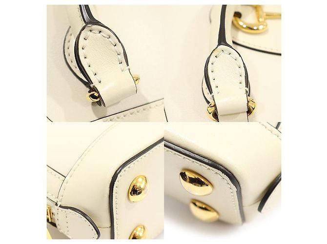 Gucci Mini-Handtasche aus weißem Leder mit Pferdebit - Ansicht 5