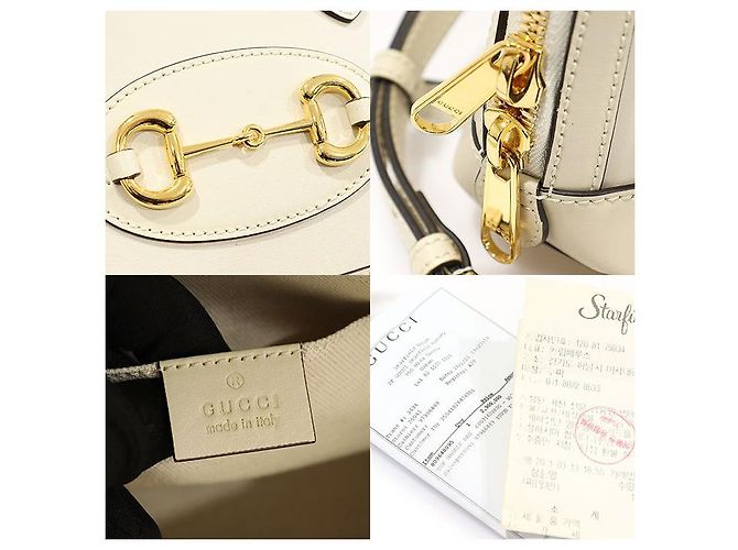 Gucci Mini-Handtasche aus weißem Leder mit Pferdebit - Ansicht 7