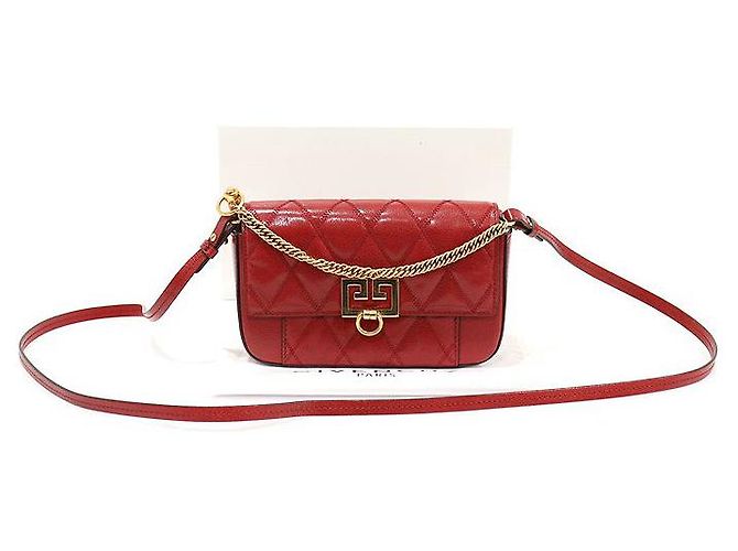 Givenchy Mini bolsa transversal de couro de cabra vermelha acolchoada - vista 2
