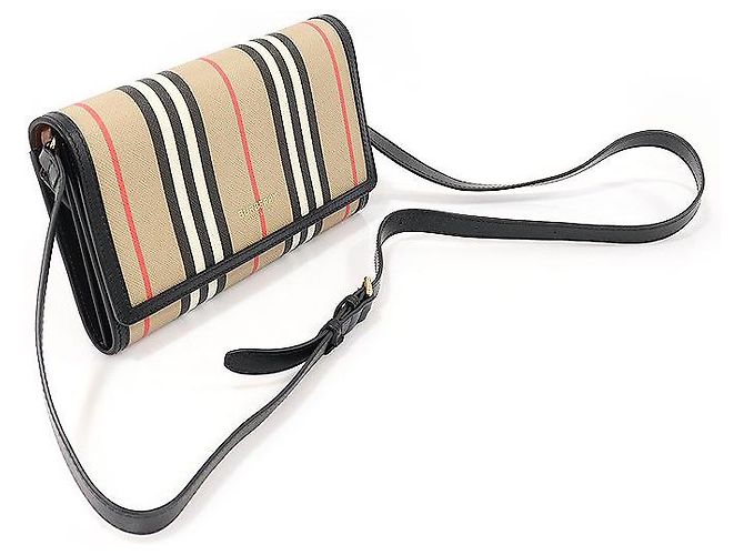 Burberry Cartera cruzada de lona con rayas Icon Stripe HANNAH Blanco - vista 3