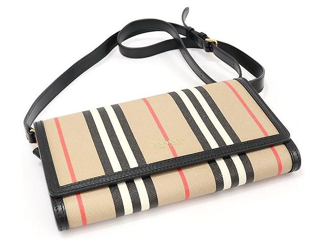 Burberry Cartera cruzada de lona con rayas Icon Stripe HANNAH Blanco - vista 5