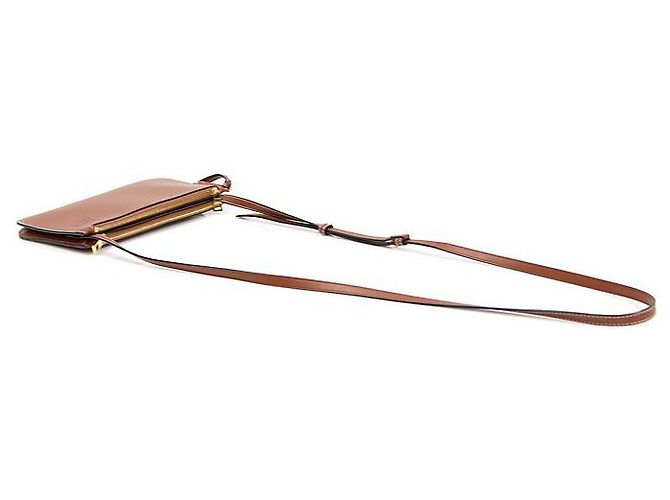Gate Loewe Pochette incrociata in pelle di vitello marrone con doppia zip - vista 4