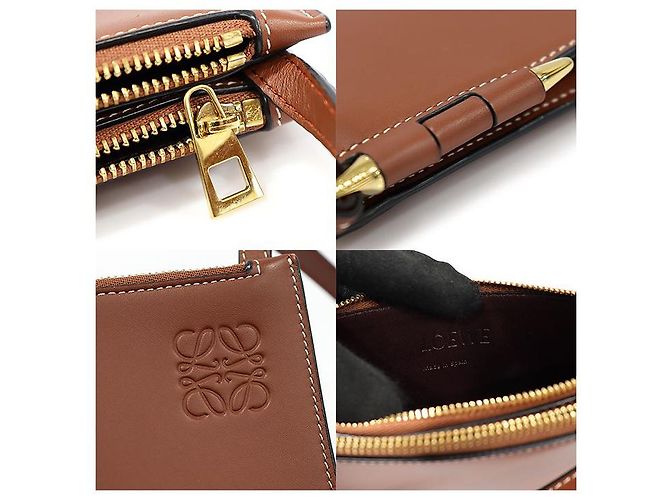 Gate Loewe Pochette incrociata in pelle di vitello marrone con doppia zip - vista 7