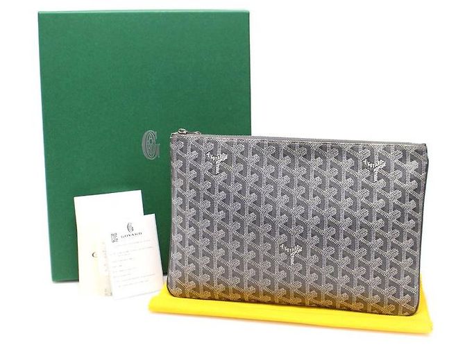 Goyard Senat MM Clutch aus grauem Spezialcanvas Braun - Ansicht 2